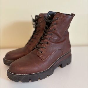 Sam Edelman Brown Leather Combat Boots for Women
